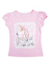 Girls Pink Unicorn Framed Applique Short Sleeved T-Shirt 9M-8 - SophiasStyle.com
